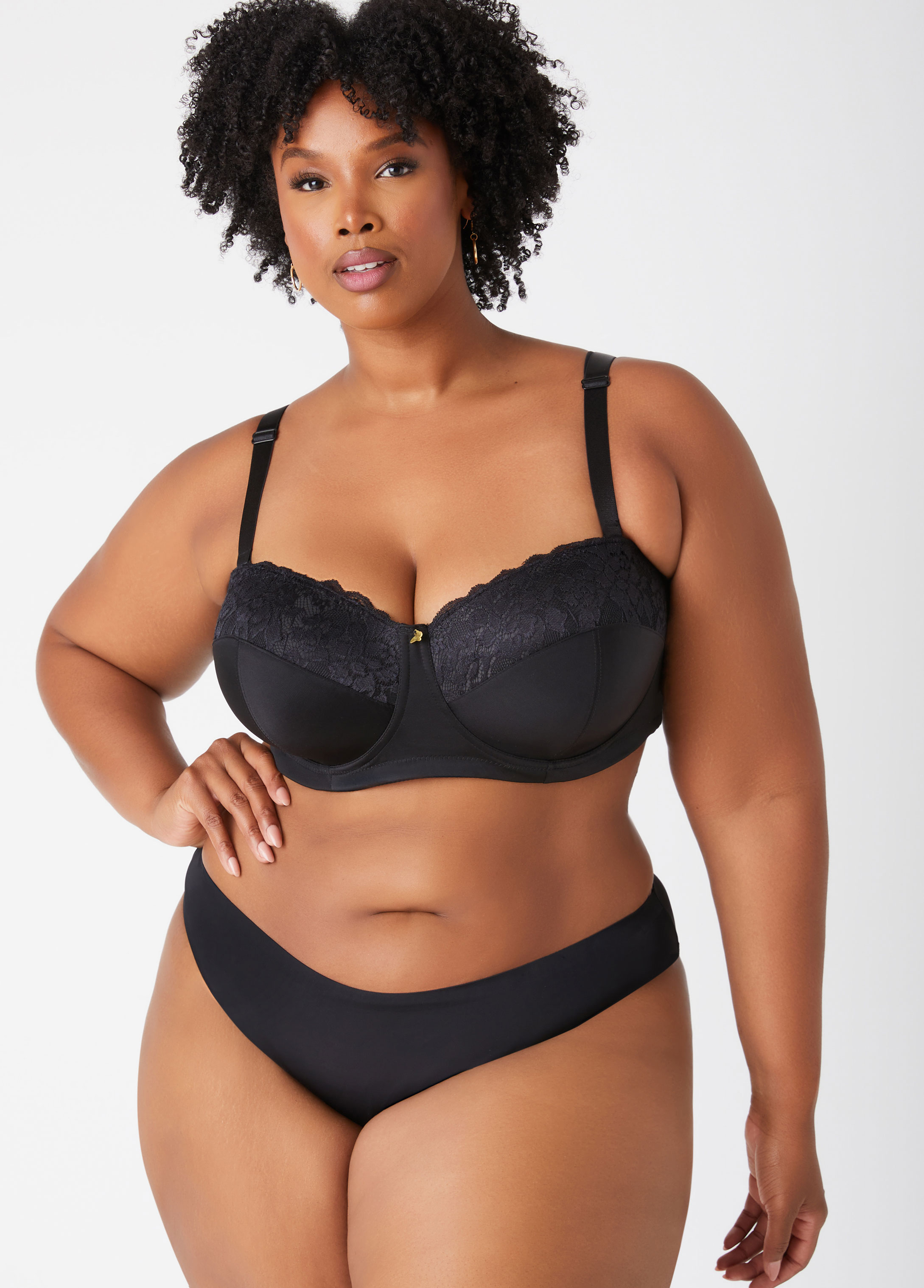 Plus Size Seamless Microfiber Bikini Briefs, BLACK, 22/24 - Ashley Stewart