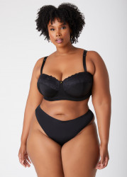 Plus Size Seamless Microfiber Thong, BLACK, 12 - Ashley Stewart