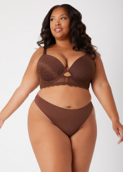 Plus Size Seamless Microfiber Thong, BROWN, 22/24 - Ashley Stewart