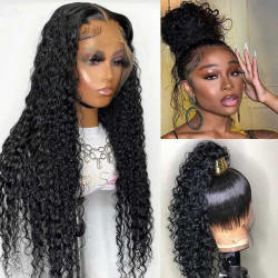 Pre Plucked Deep Wave 360 Lace Frontal Wig with Baby Hair Brazilian Hair