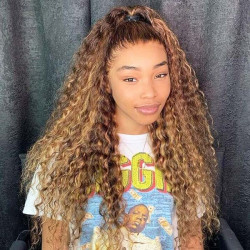 Pre Plucked P4/27 Highlight Glueless 360 HD Transparent Lace Frontal Wigs 100% Human Hair