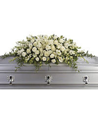 Purity And Peace Casket Spray | Mixed Bouquets | Same Day Flower Delivery | White | Teleflora