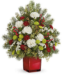 Radiant Winter Tree Bouquet | Carnations | Same Day Flower Delivery | White | Teleflora