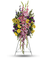 Rainbow Of Remembrance Spray | Mixed Bouquets | Same Day Flower Delivery | Multi-Colored | Teleflora