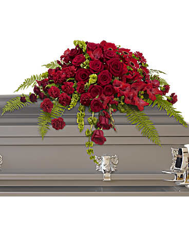 Red Rose Sanctuary Casket Spray | Mixed Bouquets | Same Day Flower Delivery | Teleflora