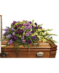 Reflections Of Gratitude Casket Spray | Mixed Bouquets | Same Day Flower Delivery | Purple | Teleflora