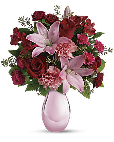 Roses And Pearls Bouquet | Mixed Bouquets | Same Day Flower Delivery | Red | Teleflora