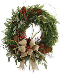 Rustic Holiday Wreath | Mixed Bouquets | Same Day Flower Delivery | Red | Teleflora