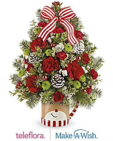 Send A Hug Merry Reindeer Tree Bouquet | Carnations | Same Day Flower Delivery | White | Teleflora