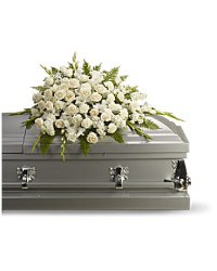 Silken Serenity Casket Spray | Mixed Bouquets | Same Day Flower Delivery | White | Teleflora