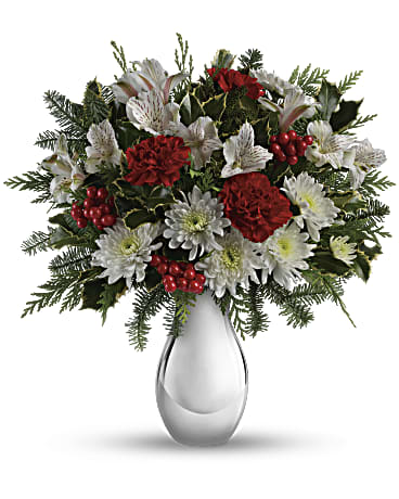 Silver And Snowflakes Bouquet | Mixed Bouquets | Same Day Flower Delivery | White | Teleflora