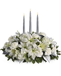 Silver Elegance Centerpiece | Mixed Bouquets | Same Day Flower Delivery | White | Teleflora