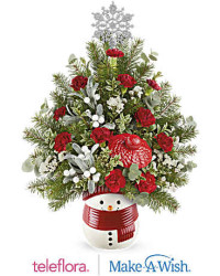 Snowman Surprise Tree Bouquet | Carnations | Same Day Flower Delivery | White | Teleflora