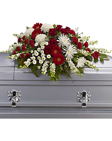 Strength And Wisdom Casket Spray | Mixed Bouquets | Same Day Flower Delivery | White | Teleflora