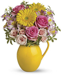 Sunny Day Pitcher Of Charm | Mixed Bouquets | Same Day Flower Delivery | Multi-Colored | Teleflora