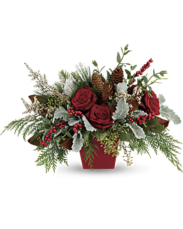 Winter Blooms Centerpiece | Roses | Same Day Flower Delivery | White | Teleflora